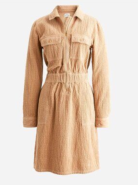 NWOT J. Crew Zip-front cinched dress in corduroy